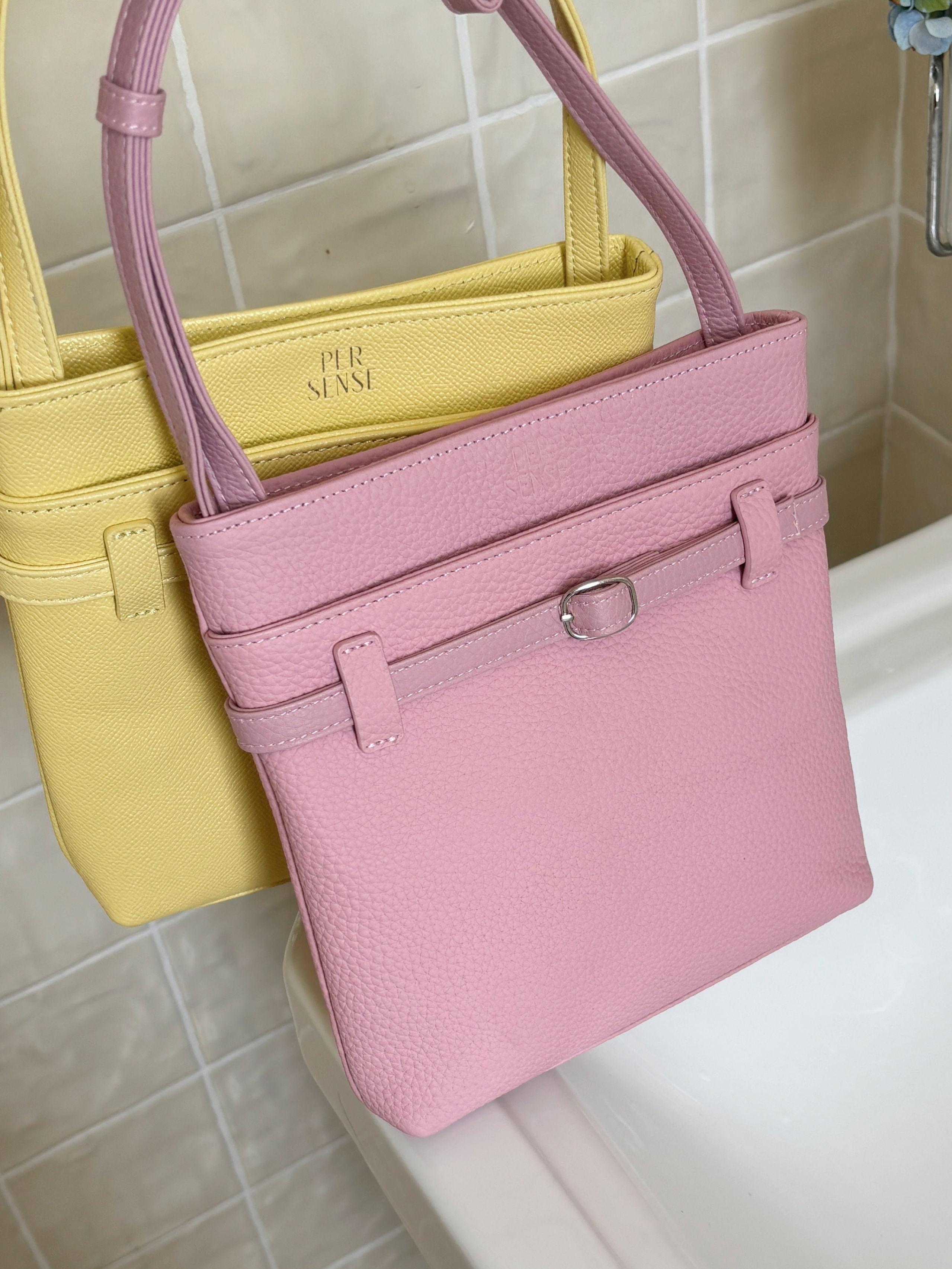 The Slim Buckle Pochette - Sakura Pink