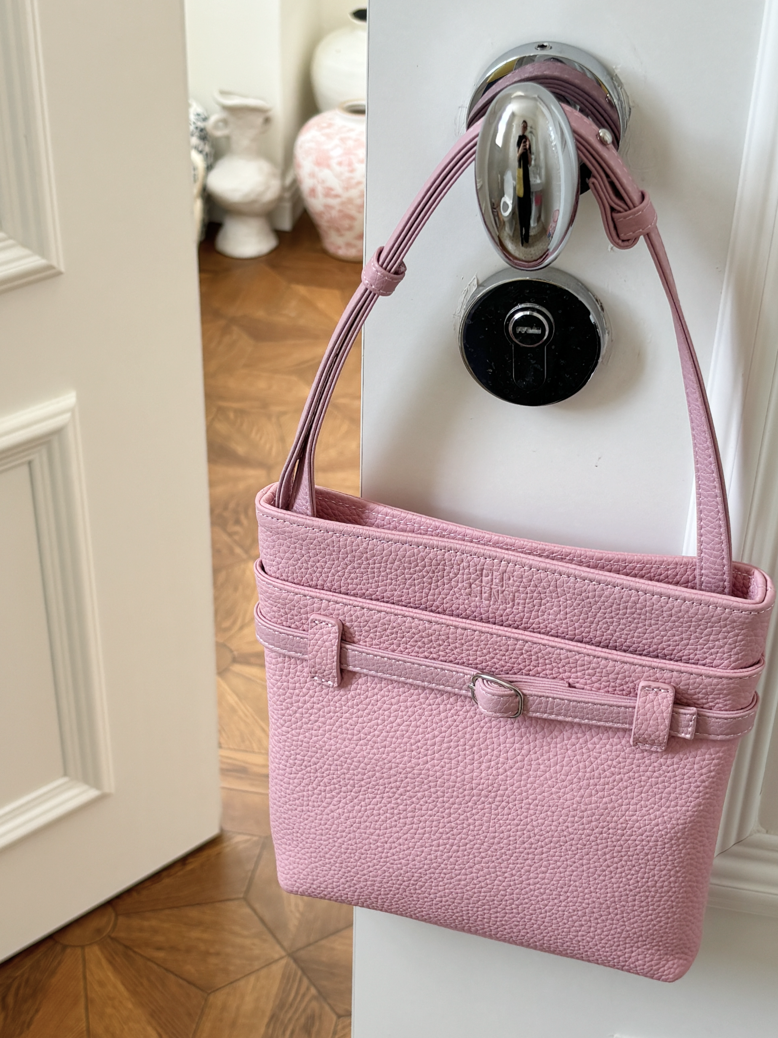 The Slim Buckle Pochette - Sakura Pink